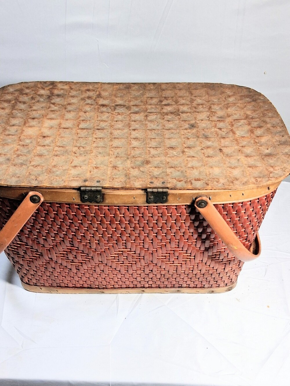 Vintage Mid Century Redman Woven Picnic Basket/Hamper Has Identifying Stamp - Picture 4 of 15